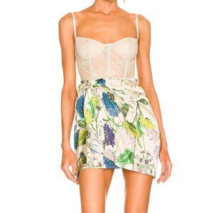 Katie May Man Whisperer mini dress corset floral lace sheer blue green new XS